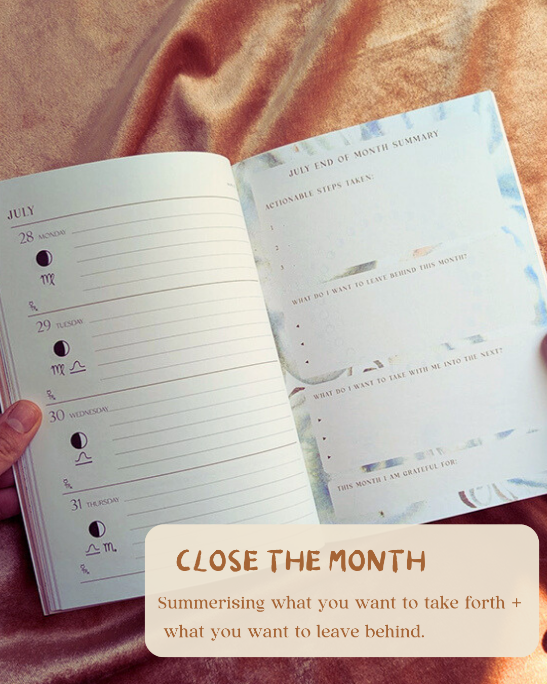 Moon Diary 2025/2026 – Mid-Year Lunar Planner with Gold Tassel Bookmark