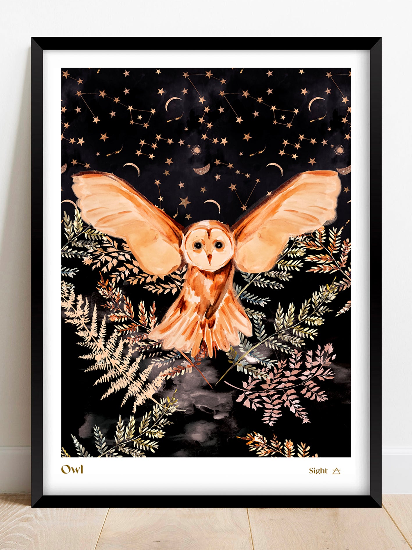 Framed A3 night owl art print seconds