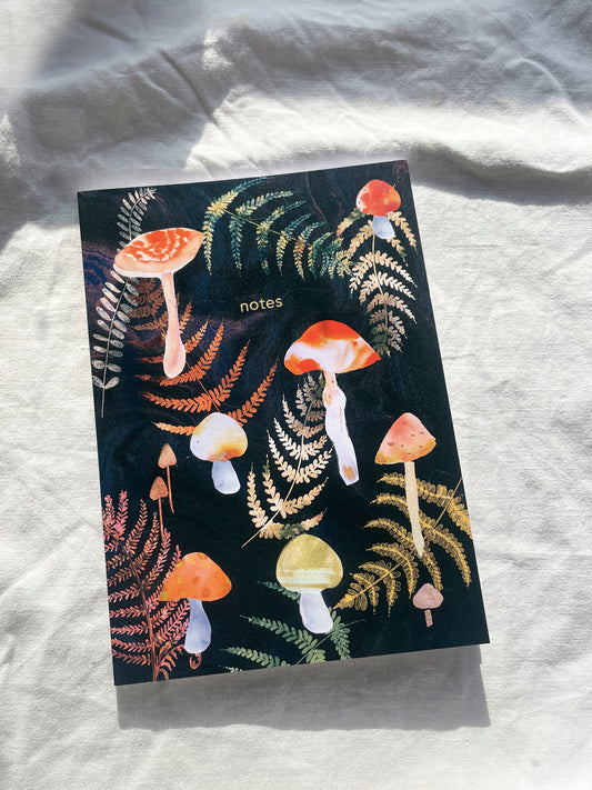 Mushroom meander lined recycled notebook