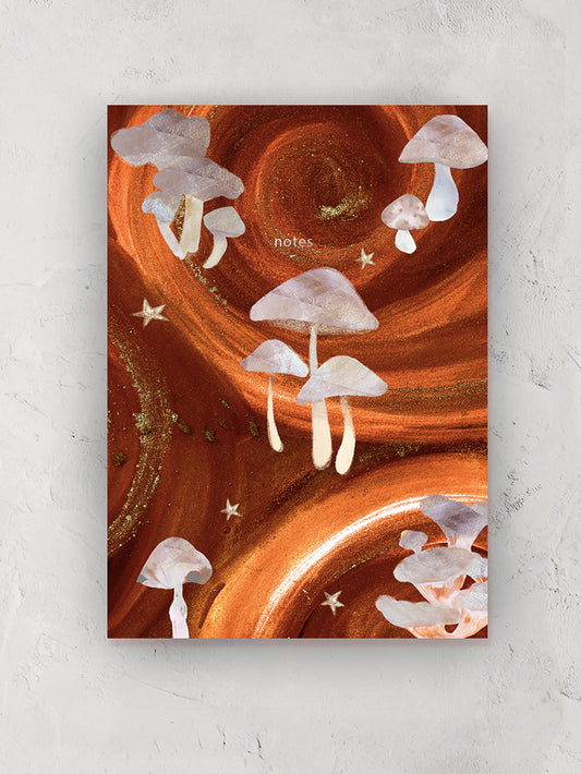 Copper burnt orange mushroom disco notebook