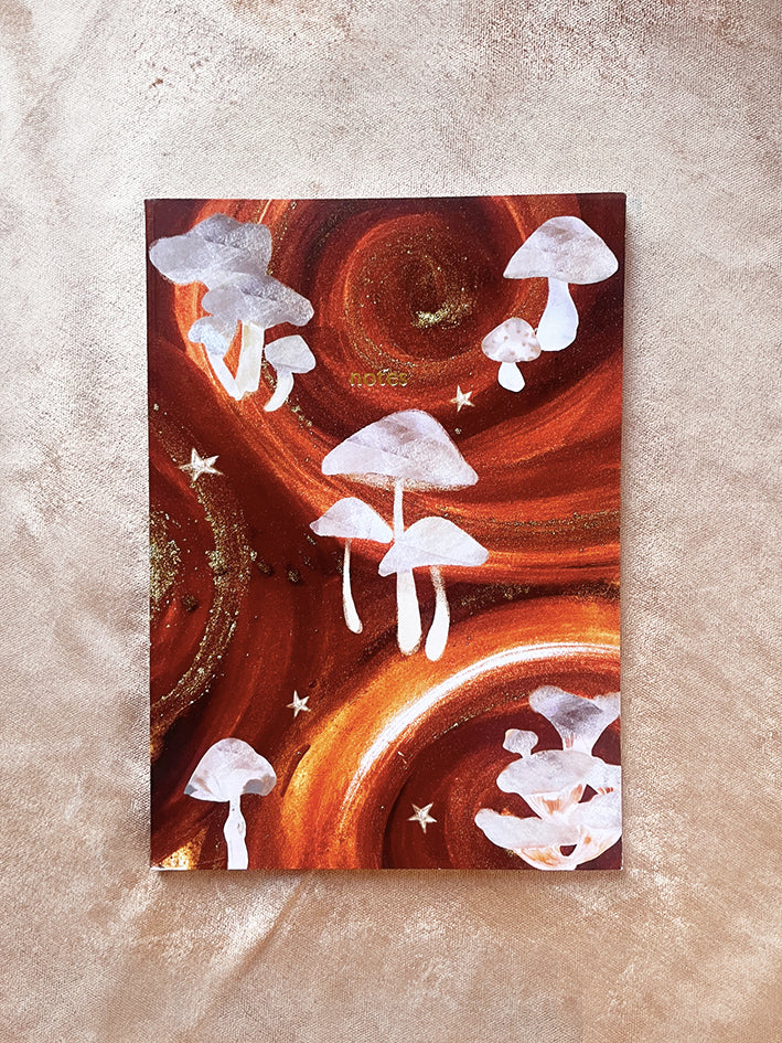 Copper burnt orange mushroom disco notebook