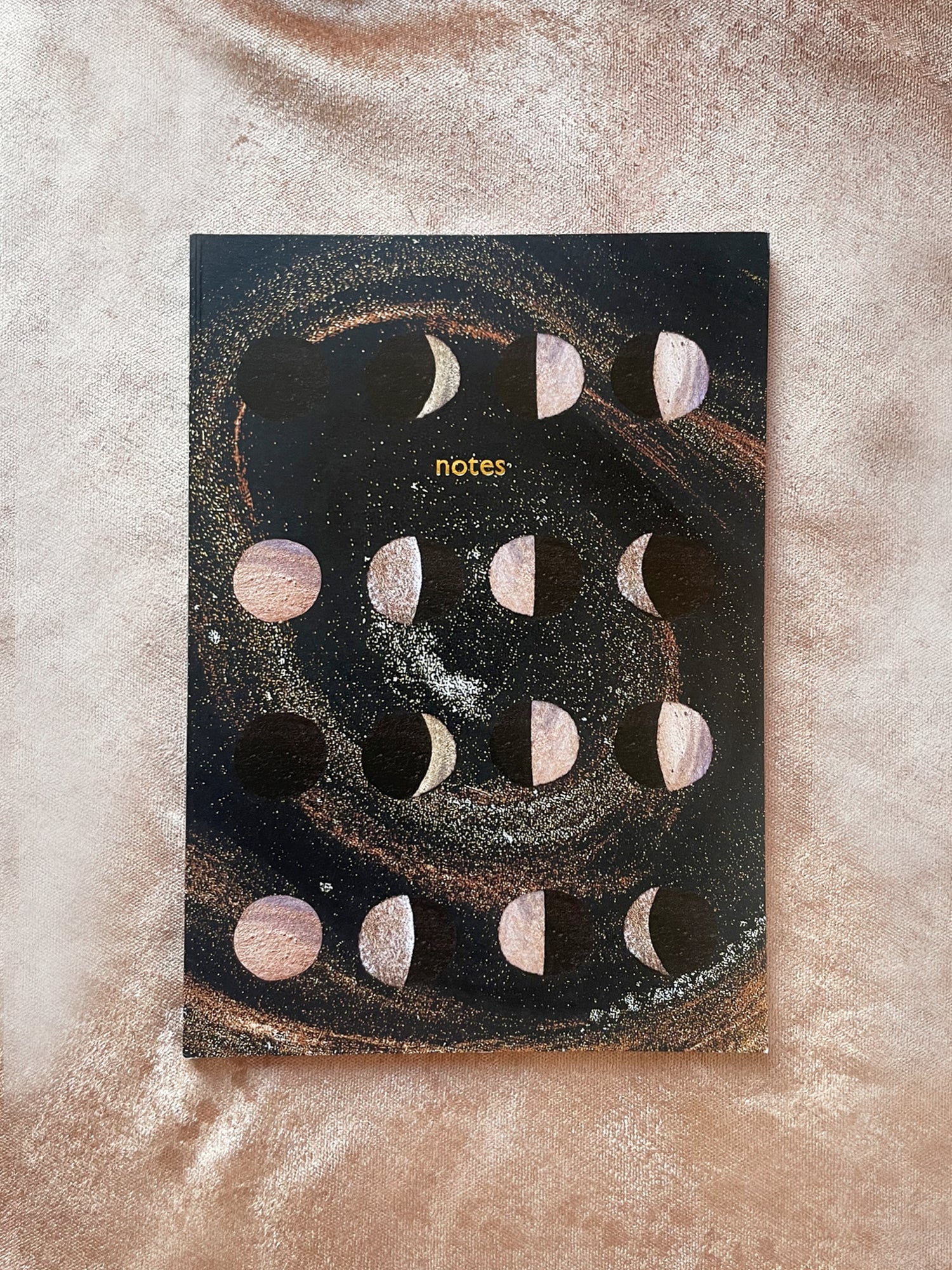 Golden Flow moon phases recycled notebook