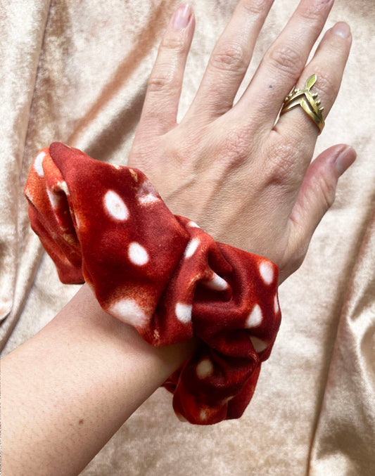 Large Matte Amanita Magic Mushroom Scrunchie