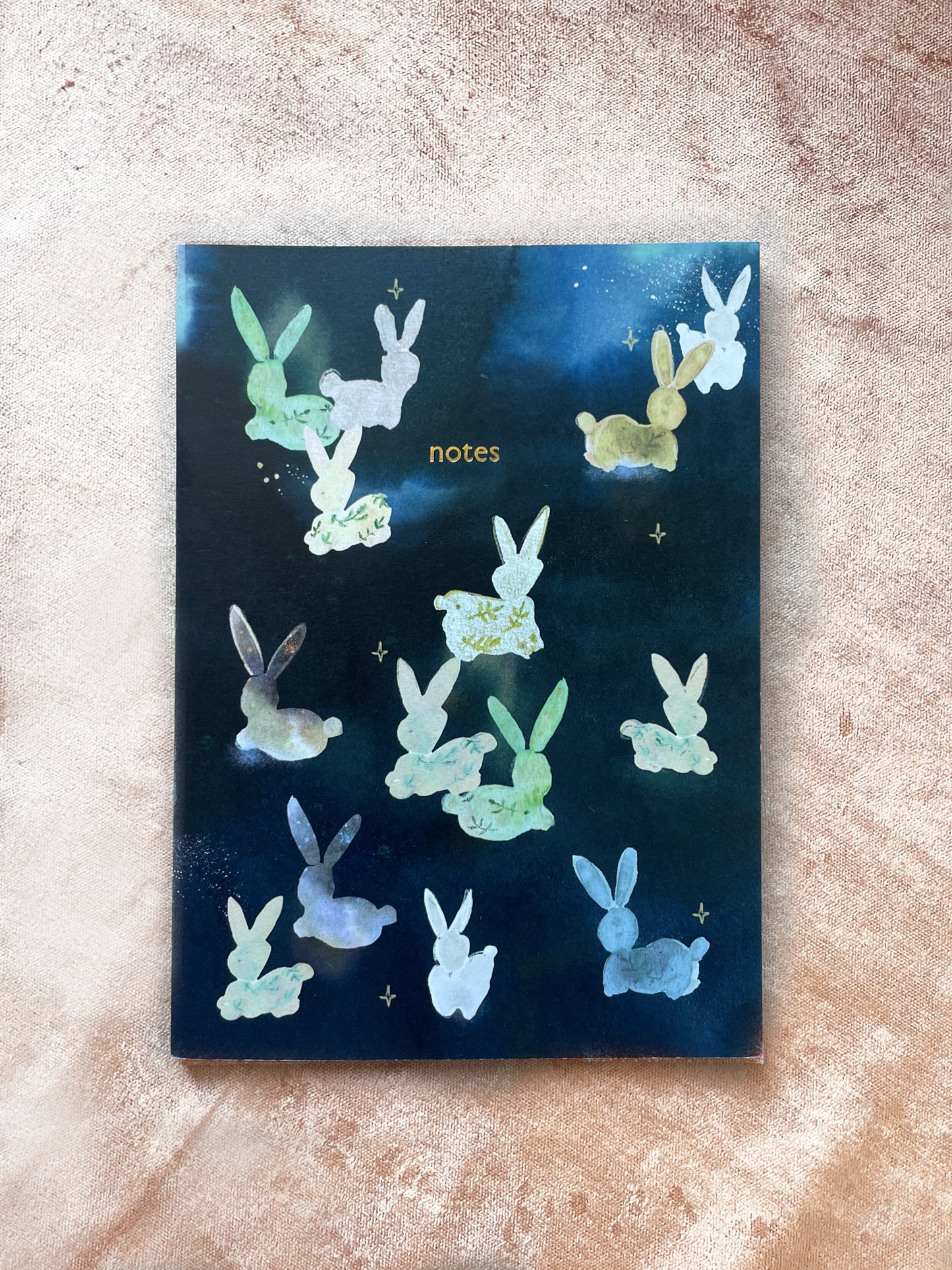 Midnight rabbits lined recycled notebook