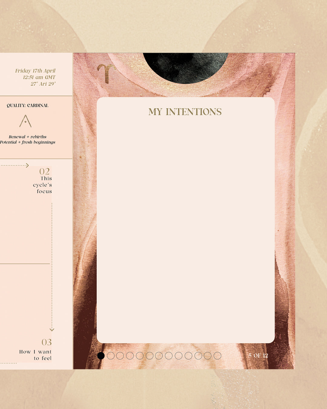Aries New moon page space to write your intentions