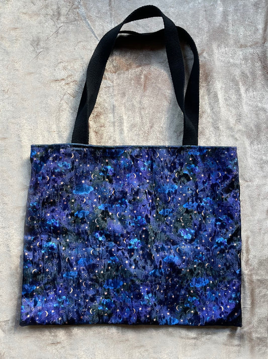 Blue Zodiac velvet tote bag