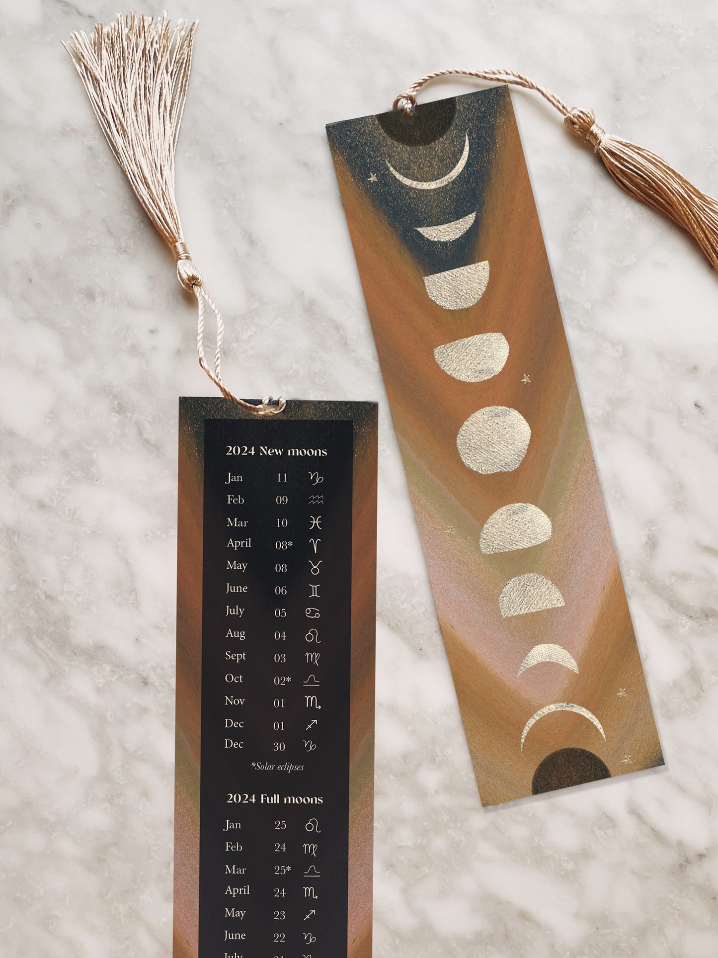 Moon phases 2024 bookmark with tassel