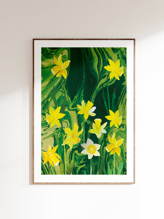 Lemon daffodil giclée art print A3/A4