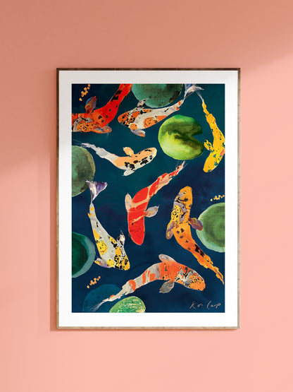 Koi carp flow into abundance giclée art print