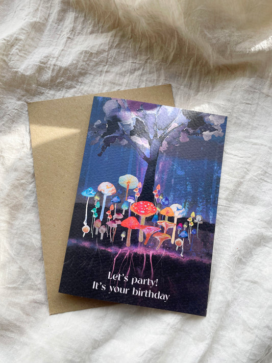 Funghi let's party it's your birthday greeting card