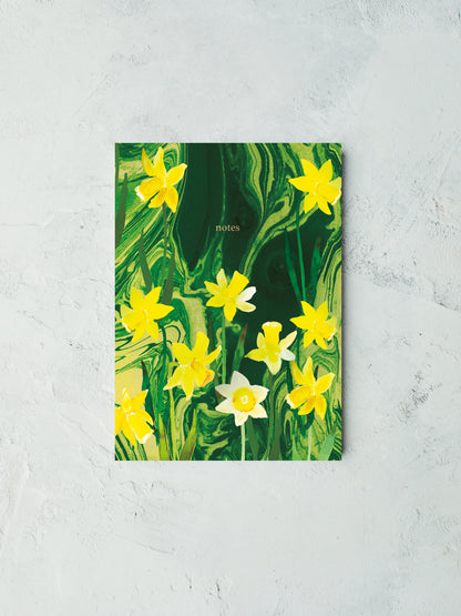 Wild lemon daffodils lined recycled notebook